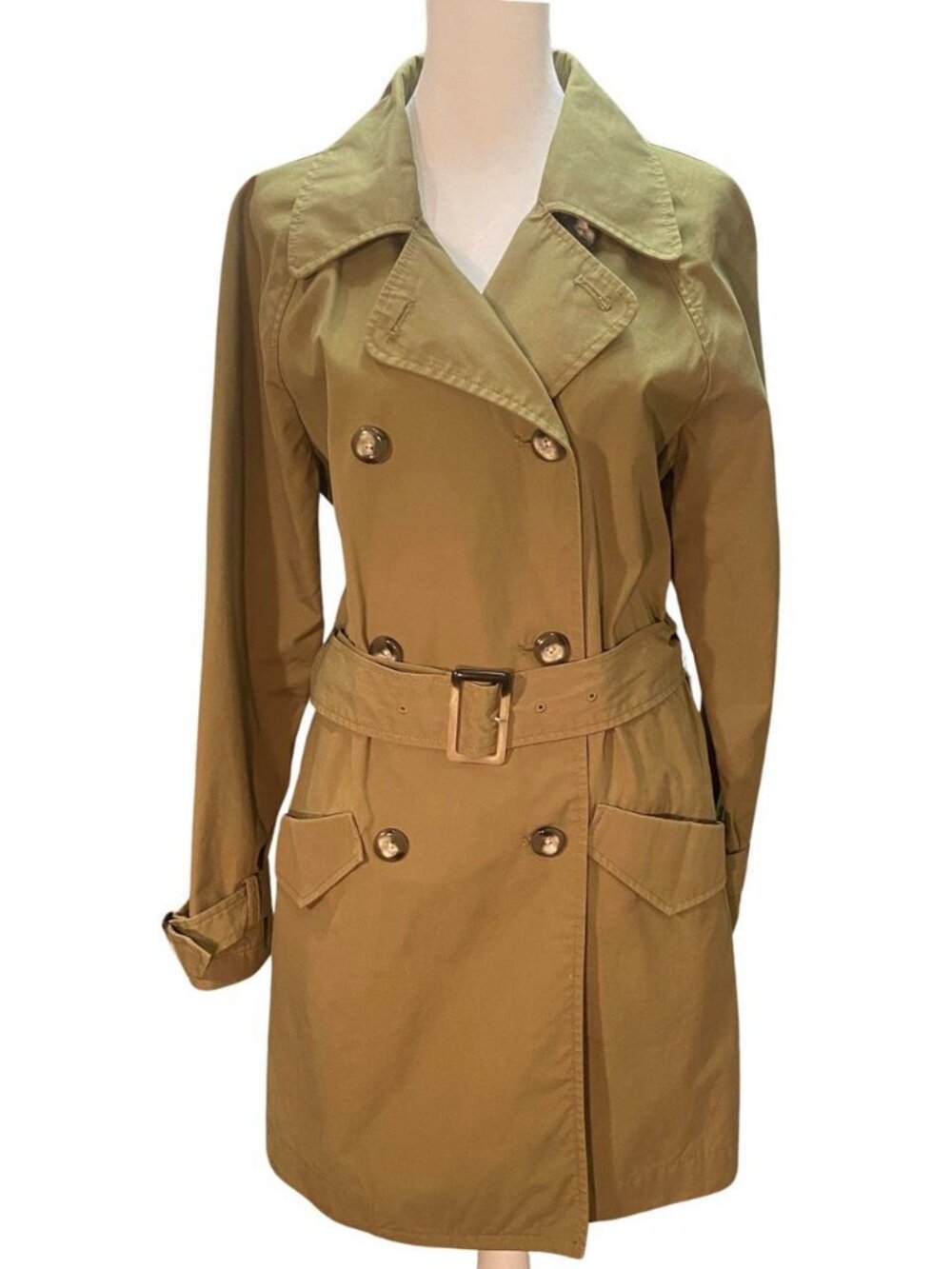 L.L.Bean Women's Olive Green Trench Coat with Belt S